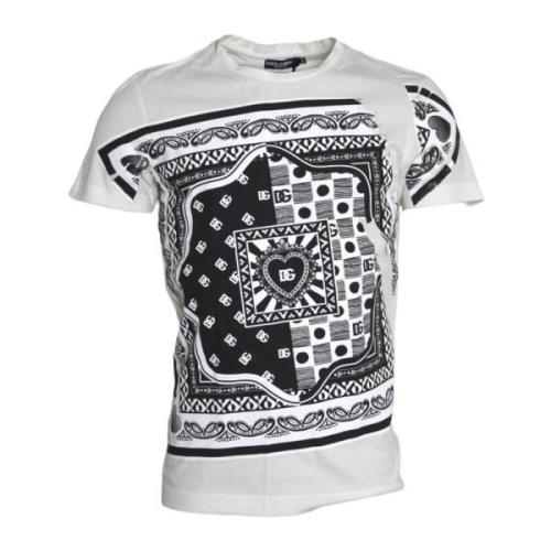 Dolce & Gabbana Grafiskt Tryck Crew Neck T-shirt White, Herr