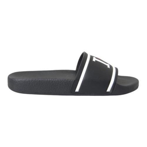 Dolce & Gabbana Svart läder I Love D&G Slide Sandaler Black, Dam