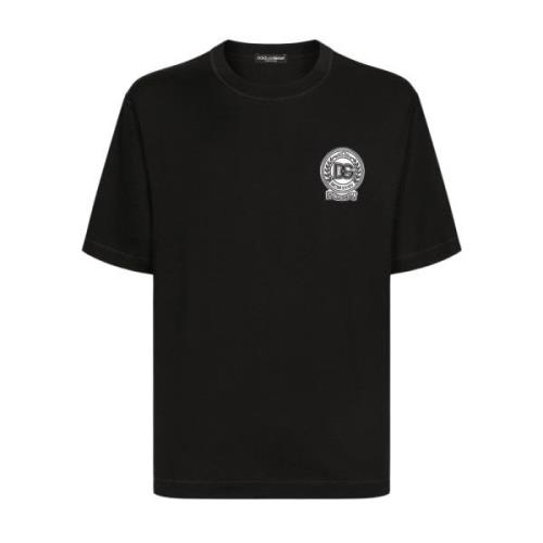 Dolce & Gabbana Avslappnad Bomull T-shirt med Unik Design Black, Herr