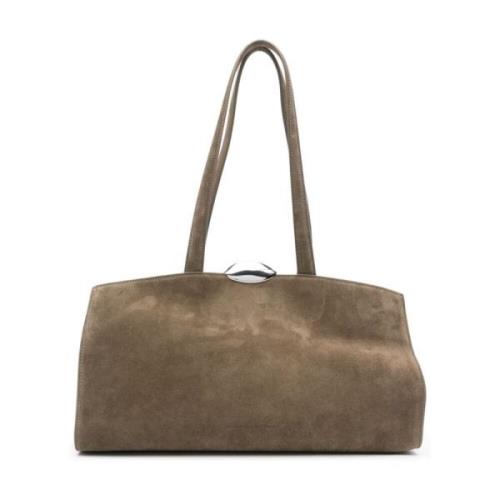 Benedetta Bruzziches Khaki Kalv Mocka Tote Väska Green, Dam