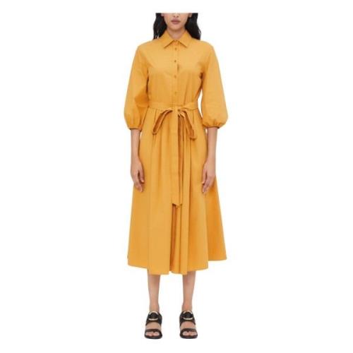 Max Mara Weekend Midi Skjortklänning med Rynkad Midja Orange, Dam