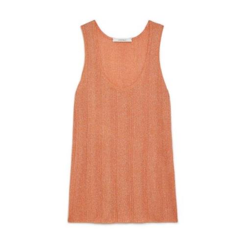 Maliparmi Lurex Ribbed Tank Top Orange, Dam