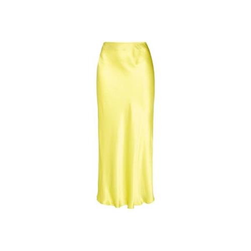 Maliparmi Vinklad Midi Satin Kjol Yellow, Dam