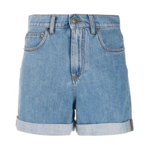 Philosophy di Lorenzo Serafini Blå Denim Slogan Print Shorts Blue, Dam