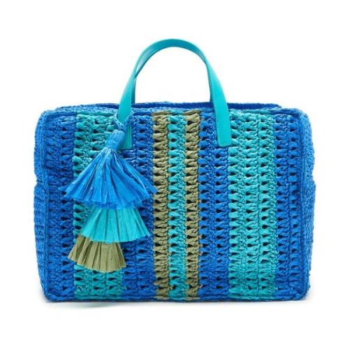 Maliparmi Multifärgad Raffia Shopping Tote Väska Blue, Dam