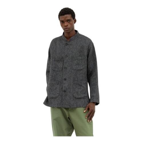 Engineered Garments Randig Linne Skjorta med Krage Gray, Herr