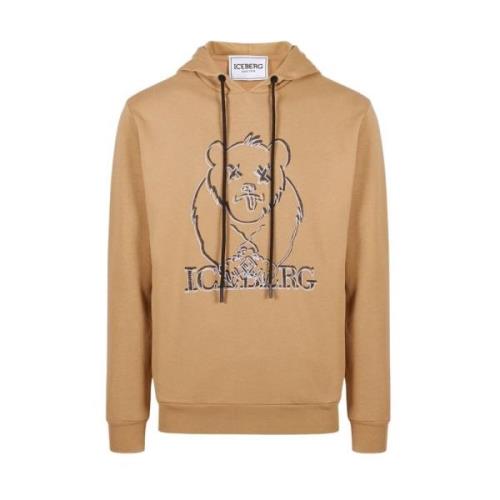 Iceberg Björntryck Hoodie Sweatshirt Brown, Herr