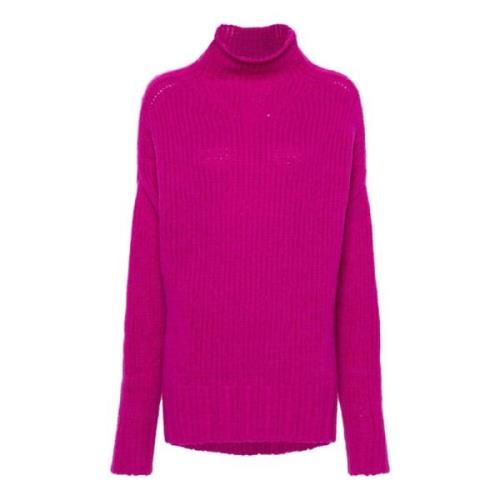 Lanvin Fuchsia Stickad Hög Hals Tröja Pink, Dam