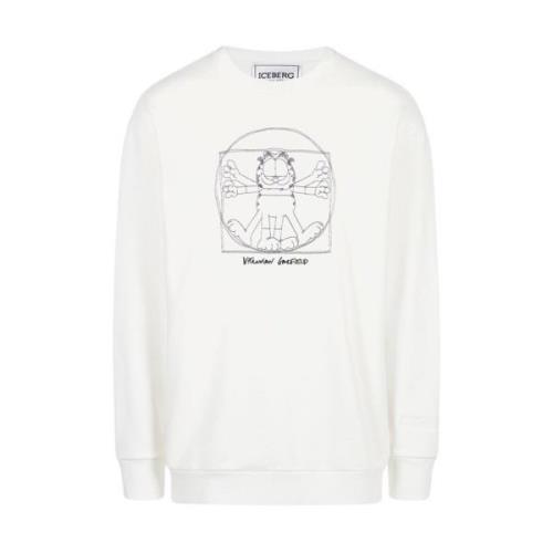 Iceberg Vitruvian Garfield Broderad Sweatshirt Beige, Herr