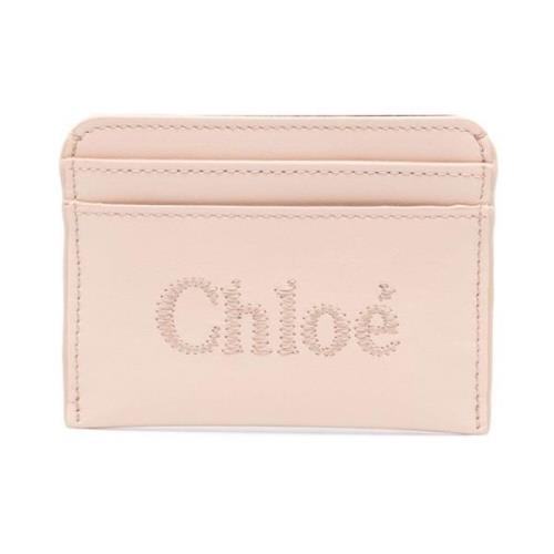 Chloé Rosa Broderad Logga Plånbok Pink, Dam