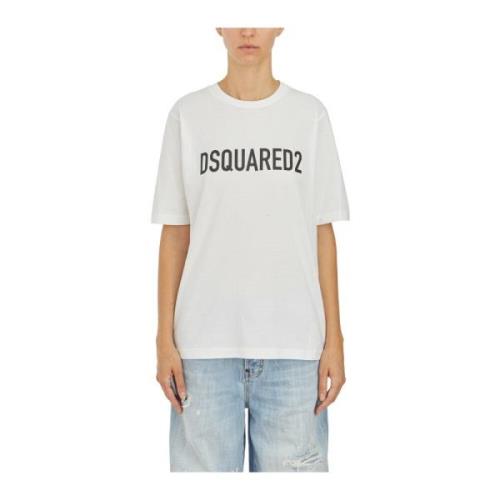 Dsquared2 Bomull Logo T-shirt White, Dam