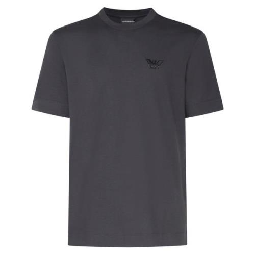 Emporio Armani Grå Bomull T-shirt Rund Hals Korta ärmar Gray, Herr