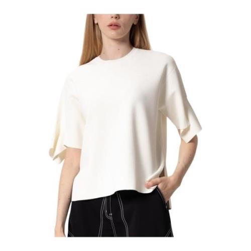 Stella McCartney Stickad topp med vida ärmar White, Dam