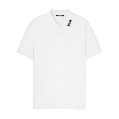 Versace Broderad Polotröja Vit White, Herr