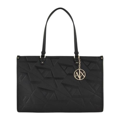 Armani Exchange Svart axelväska med dragkedja Black, Dam