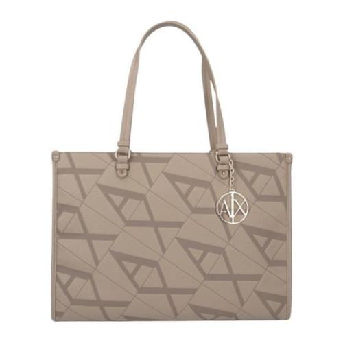 Armani Exchange Beige Axelväska med Dragkedja Beige, Dam