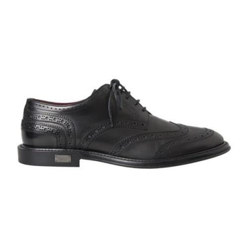 Dolce & Gabbana Svart Wingtip Oxford Formella Skor Black, Herr