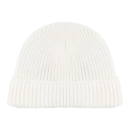 Eleventy Räfflad Beanie Mössa Grå Sand Ull White, Herr