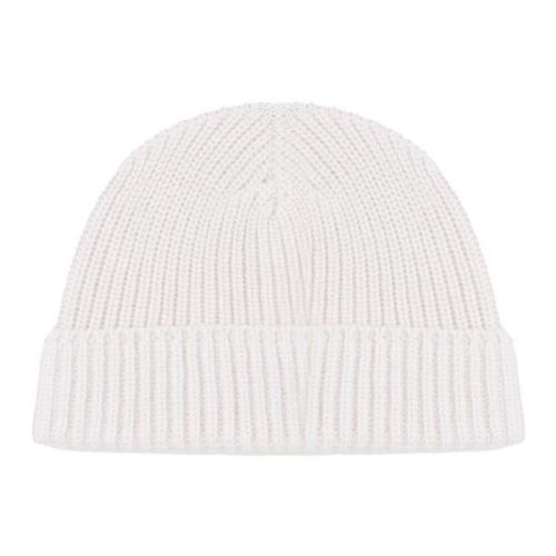 Eleventy Räfflad Beanie Mössa i Sand Ull Beige, Herr