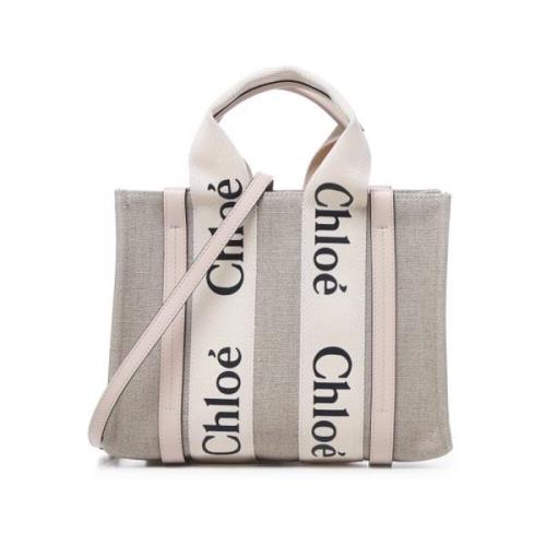 Chloé Linne Canvas Toteväska i Cementrosa Beige, Dam