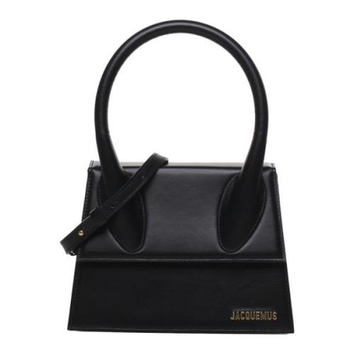 Jacquemus Svart Läder Crossbody Väska med Handtag Black, Dam