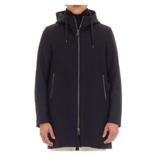 Herno Blå Zip Parka med Neoprenfoder Blue, Herr