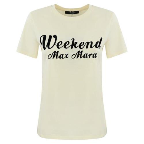 Max Mara Weekend Bomullst-shirt med Fronttryck White, Dam