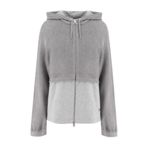 Panicale Dubbeltygs Zip Sweatshirt med Justerbar Huva Gray, Herr