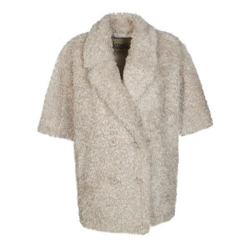 Herno Eco-Fur Mantella Jacka Beige, Dam