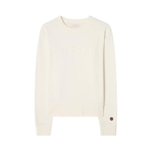 Busnel Mjuk Bomull Broderad Sweatshirt Beige, Dam