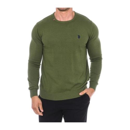 U.s. Polo Assn. Rund Hals Långärmad Jersey Green, Herr