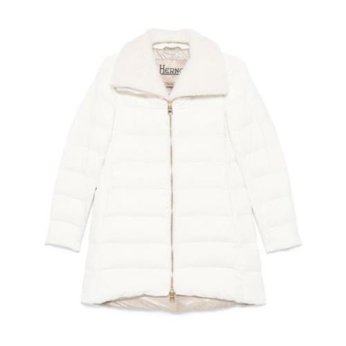 Herno Faux Fur Flanell Pufferjacka White, Dam