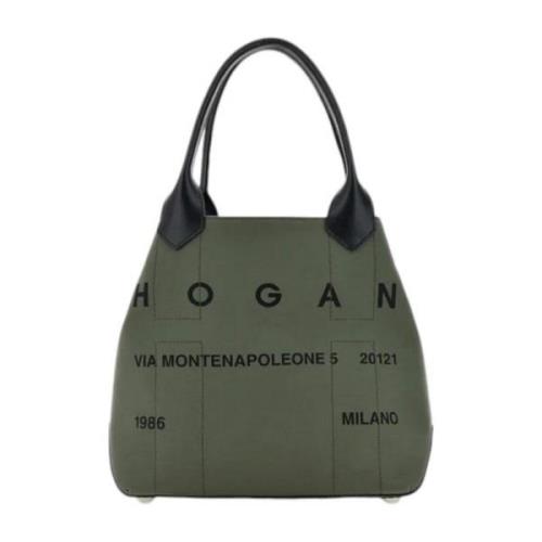 Hogan Militär Script Canvas Toteväska Green, Dam