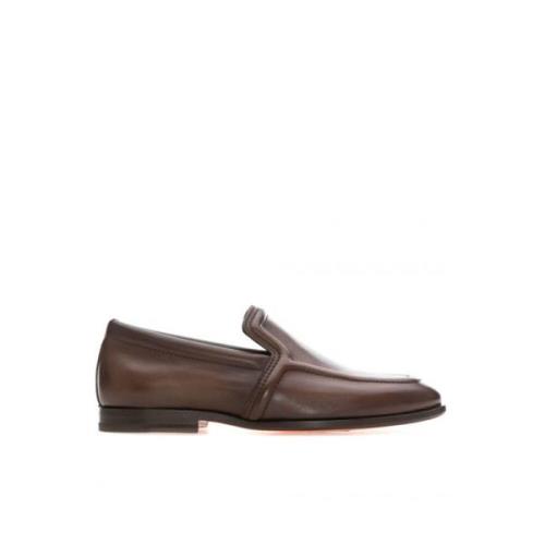 Santoni Klassiska Läderloafers Brown, Herr