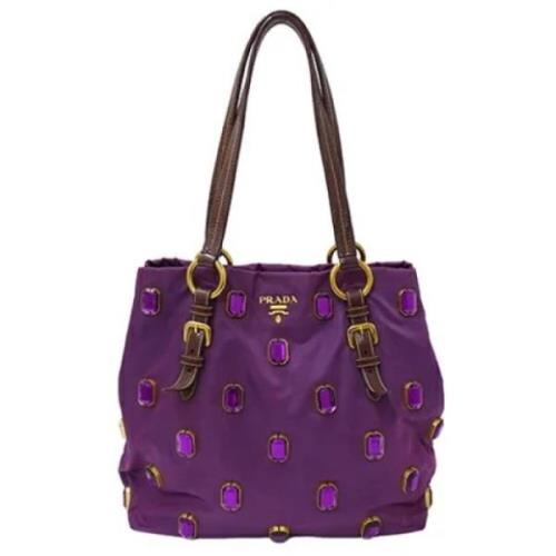 Prada Vintage Pre-owned Nylon totevskor Purple, Dam