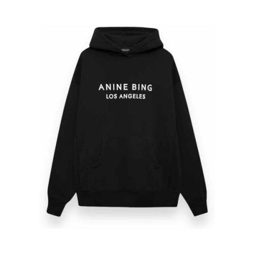 Anine Bing Vintage-stil Oversized Hoodie i Svart Black, Dam