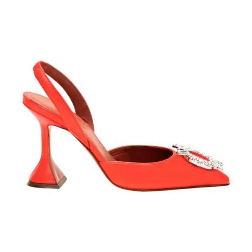 Amina Muaddi Tangerine Slingback Pumps Red, Dam