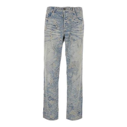 Diesel Blå Denim Jacquard Destroy Fit Blue, Herr