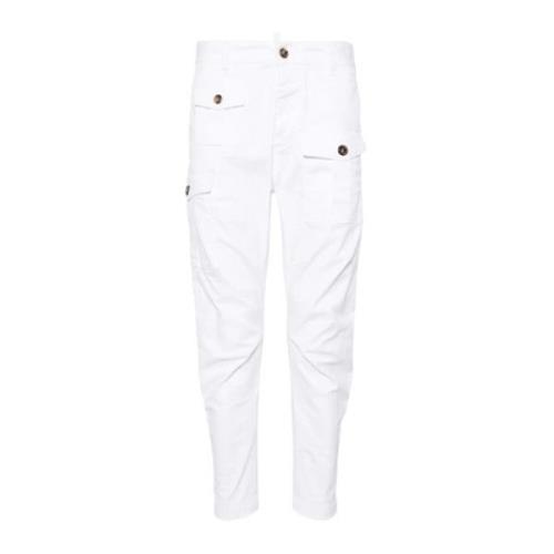 Dsquared2 Cargo Byxor i Bomull Elastan Blandning White, Herr