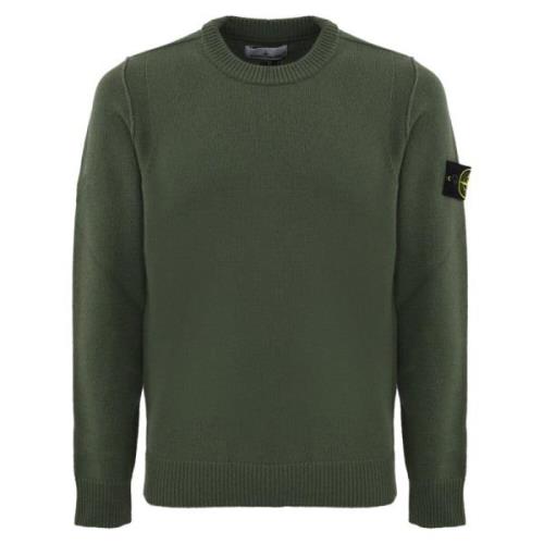 Stone Island Ulltröja Långärmad Logopatch Green, Herr