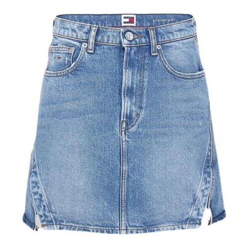 Tommy Hilfiger Högmidjat Denim Mini Kjol Blue, Dam