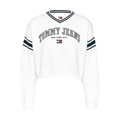 Tommy Hilfiger V-ringad Tröja Snygg Design White, Dam