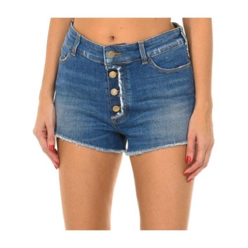 Armani Jeans Blå Denim Shorts med Fransad Kant Blue, Dam