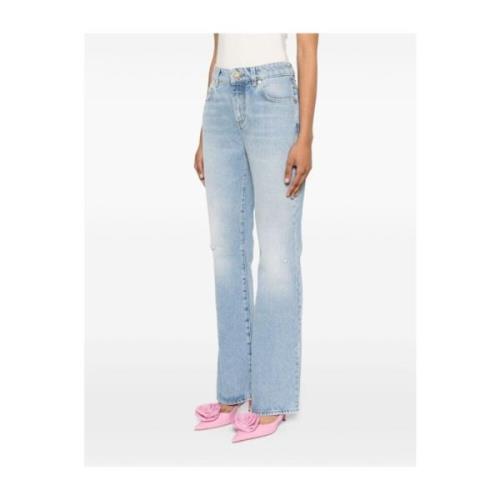 Balmain Ljusblå Denim Flare Jeans Blue, Dam