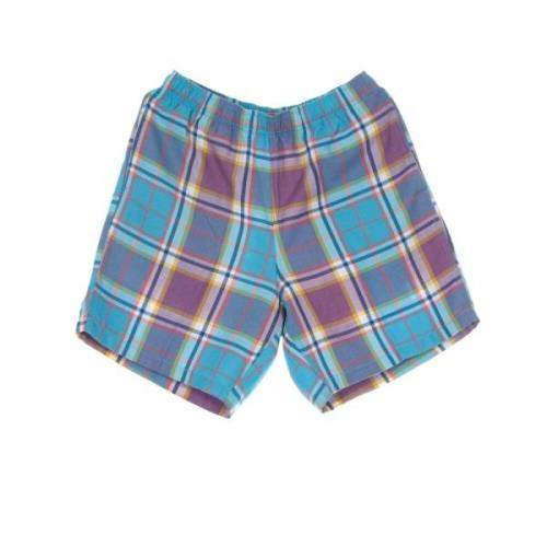 Obey Rutig Aqua Multi Shorts Elastisk Midja Multicolor, Herr