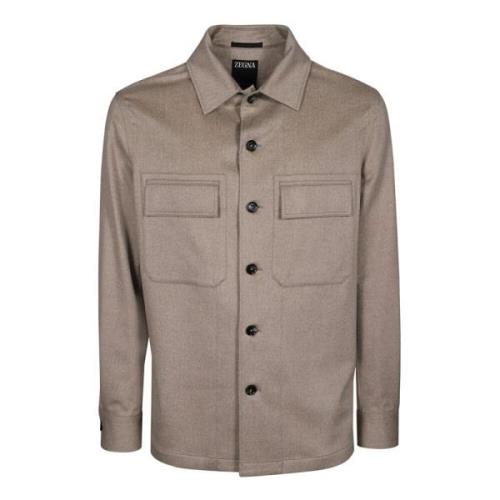 Ermenegildo Zegna Kashmir Overshirt Beige, Herr