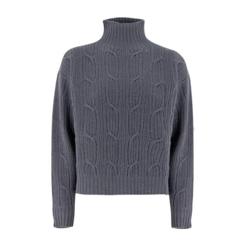 Peserico Mjuk Stickad Hög Krage Jumper Gray, Dam