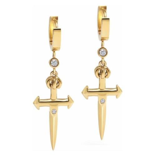 Nialaya Skyfall Small Sword Earrings in Gold Yellow, Dam