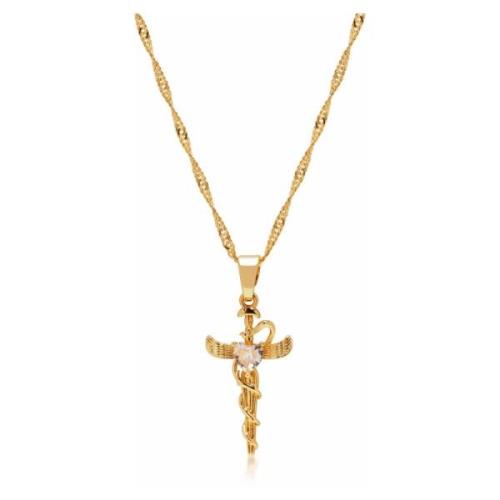 Nialaya Mens Caduceus Necklace Yellow, Herr