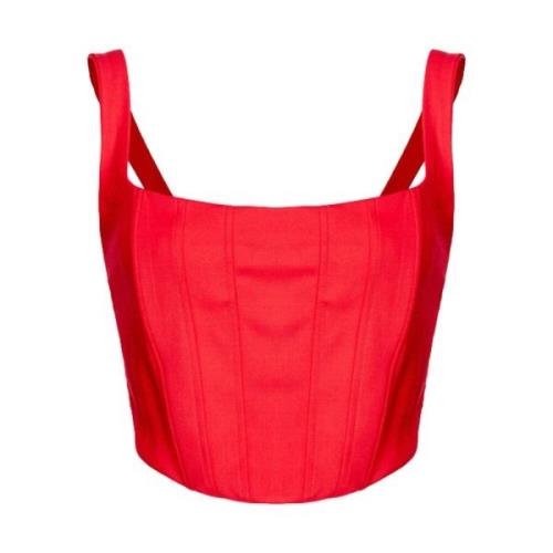 Pinko Axelbandslös Viskos Bustier Topp Red, Dam